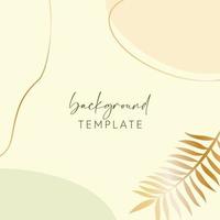 Abstract background vector template with geometric shapes and tropical leaves branch. Good for social media posts, mobile apps, banner designs, online promotions and adverts. Tropic vector background.