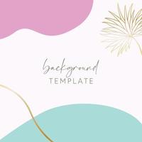 Abstract background vector template with geometric shapes and tropical leaf. Good for social media posts, mobile apps, banner designs, online promotions and adverts. Tropical vector background.