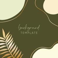 Abstract background vector template with geometric shapes and tropical leaves branch. Good for social media posts, mobile apps, banner designs, online promotions and adverts. Tropic vector background.