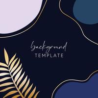 Abstract background vector template with geometric shapes and tropical leaves branch. Good for social media posts, mobile apps, banner designs, online promotions and adverts. Tropic vector background.