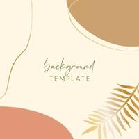 Abstract background vector template with geometric shapes and tropical leaves branch. Good for social media posts, mobile apps, banner designs, online promotions and adverts. Tropic vector background.