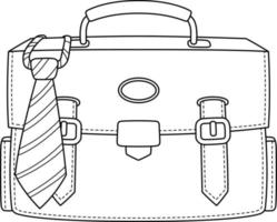 Briefcase with Tie Isolated Coloring Page for Kids vector