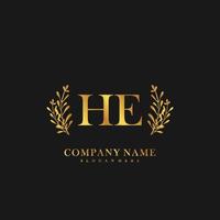 HE Initial beauty floral logo template vector