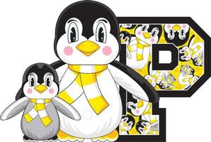 pags es para pingüino alfabeto aprendizaje educativo ilustración vector