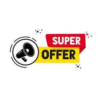 Super offer banner design icon megaphone. Promotion poster template. Flat style vector illustration.