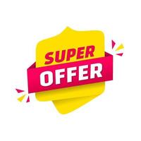 super offer banner vector template. Flat style web element.