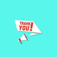 Thank You. Badge with megaphone icon in Flat Style Vector. vector