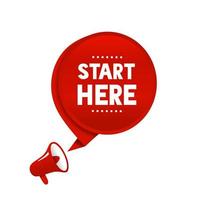 Start here banner design template. Modern style vector icon.