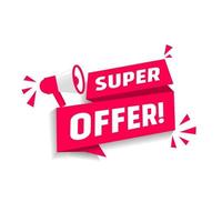 Super offer banner design, vector template. Label for advertising, marketing.