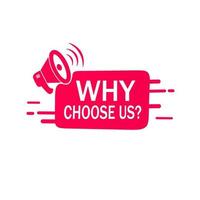 Why choose us - banner design template. Flat style vector illustration.