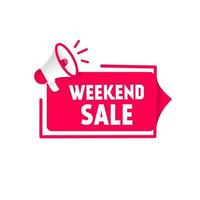 Weekend sale banner with megaphone icon. Business concept, web elements. Flat style vector design.