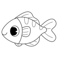 Fish coloring book for kids. Coloring page. Monochrome black and white illustration. children's illustration vector