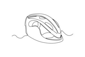 Single one line drawing bicycle helmet. World bicycle day concept. Continuous line draw design graphic vector illustration.