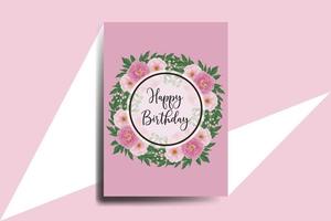 Greeting card birthday card Digital watercolor hand drawn Peony flower Design Template vector