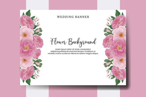Wedding banner flower background, Digital watercolor hand drawn Peony Flower design Template