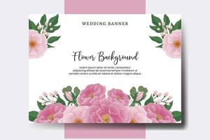 Wedding banner flower background, Digital watercolor hand drawn Peony Flower design Template vector