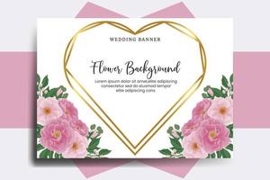 Wedding banner flower background, Digital watercolor hand drawn Peony Flower design Template vector