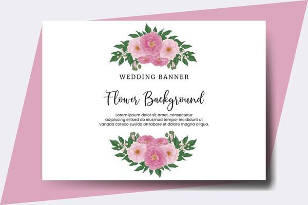 Wedding banner flower background, Digital watercolor hand drawn Peony Flower design Template
