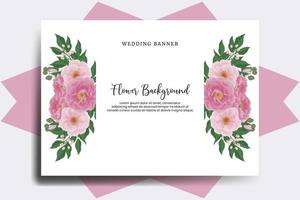 Wedding banner flower background, Digital watercolor hand drawn Peony Flower design Template vector