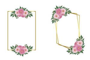 floral marco peonía flor diseño plantilla, digital acuarela mano dibujado vector