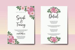 Wedding invitation frame set, floral watercolor Digital hand drawn Peony Flower design Invitation Card Template vector