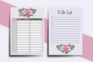 Planner To Do List Peony Flower Design Template vector