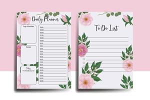 Planner To Do List Peony Flower Design Template vector