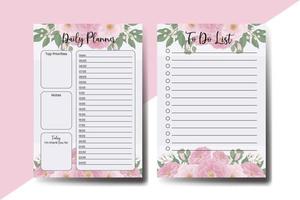 Planner To Do List Peony Flower Design Template vector