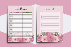 Planner To Do List Peony Flower Design Template vector