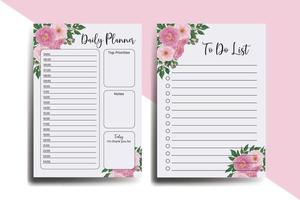 Planner To Do List Peony Flower Design Template vector