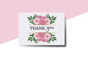 Thank you card Greeting Card Peony Flower Design Template vector