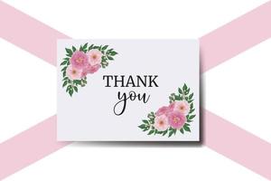 Thank you card Greeting Card Peony Flower Design Template vector