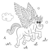 Line art unicorn  Children coloring book page vector