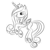 Children Coloring page design with cute unicorn vector