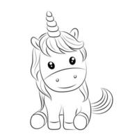 Children Coloring page design with cute unicorn vector