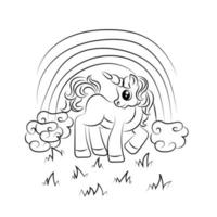 Line art unicorn  Children coloring book page vector