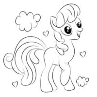 Children Coloring page design with cute unicorn vector