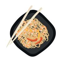 Soba with shrimp vector
