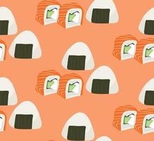 Pattern of onigiri and rolls vector