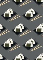 Pattern of onigiri and chopsticks vector