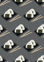 Pattern of onigiri and chopsticks vector