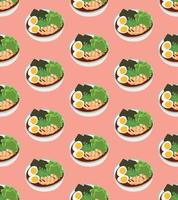 Pattern of ramen with shrimps vector
