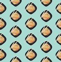 Soba dish pattern with shrimp vector