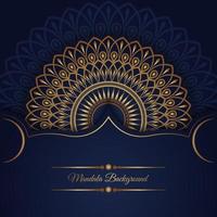 luxury mandala background, blue and gold, design vector