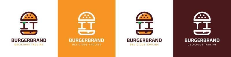 Letter IT and TI Burger Logo, suitable for any business related to burger with IT or TI initials. vector