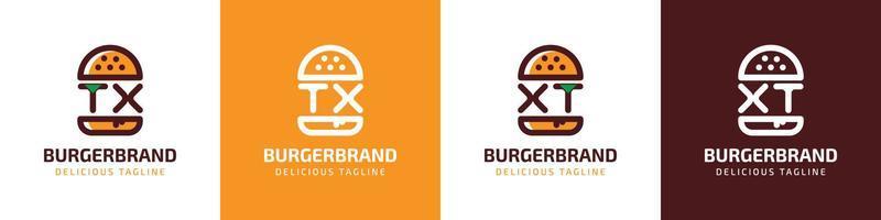 letra tx y xt hamburguesa logo, adecuado para ninguna negocio relacionado a hamburguesa con tx o xt iniciales. vector