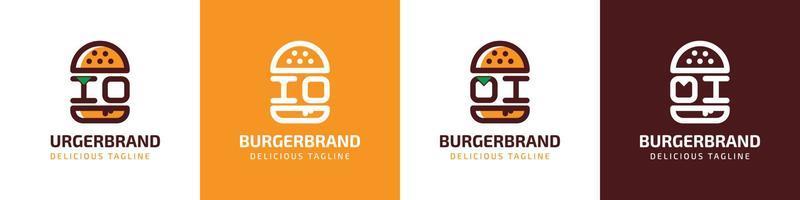 letra io y oi hamburguesa logo, adecuado para ninguna negocio relacionado a hamburguesa con io o oi iniciales. vector