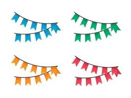 set of colorful garlands party banner vector illustration