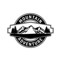 vector set of mountain adventure exploration vintage logos, emblems, and silhouettes. logotype templates and badges with mountains, forests, and trees.