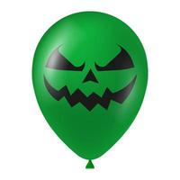 Halloween green balloon illustration with scary and funny face vector